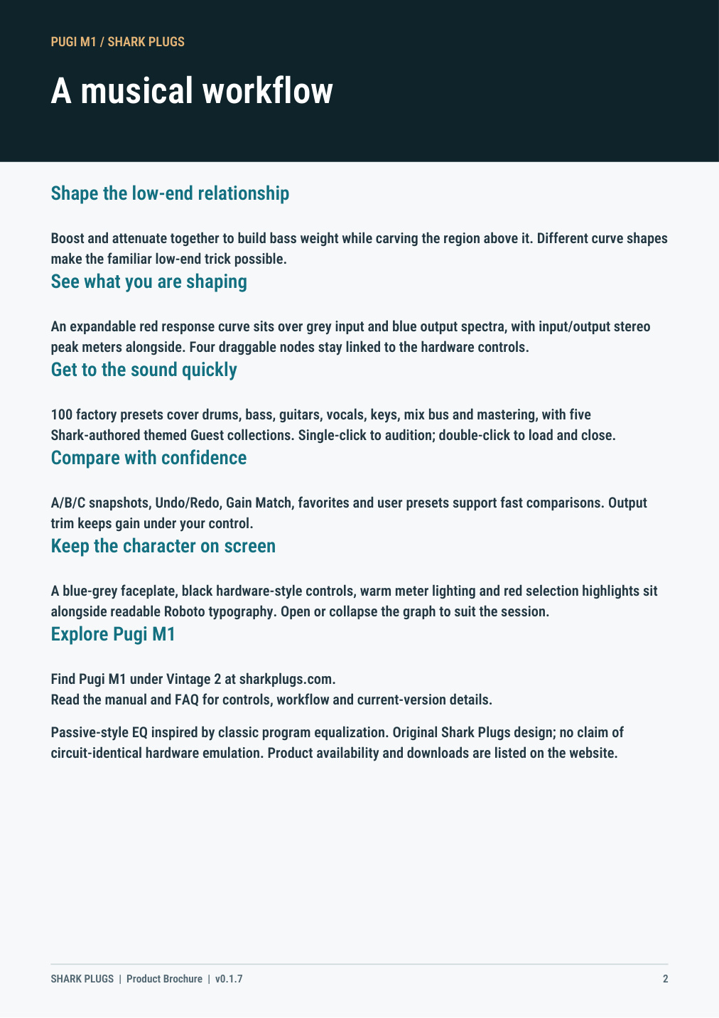 PUGI M1 brochure page 2 of 2