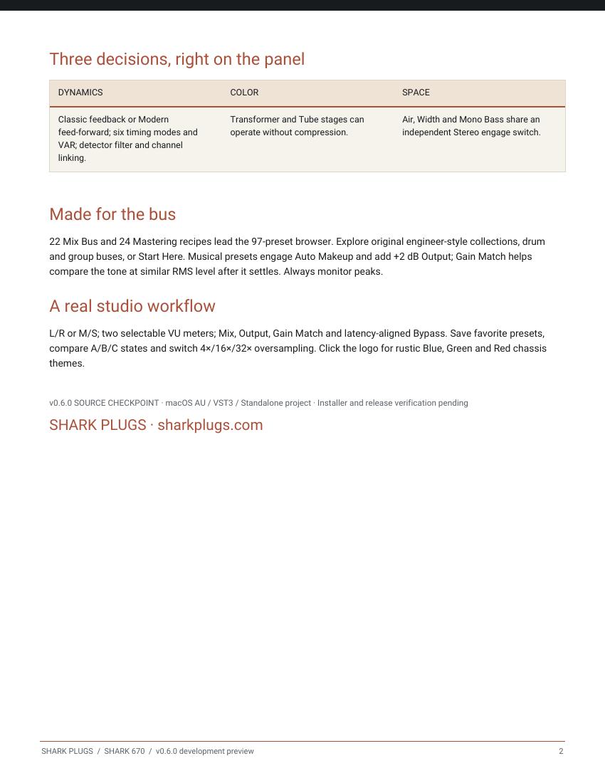 SHARK 670 brochure page 2 of 2