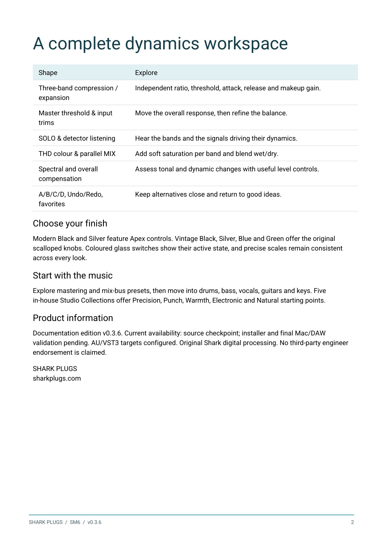 SHARK SM6 brochure page 2 of 2