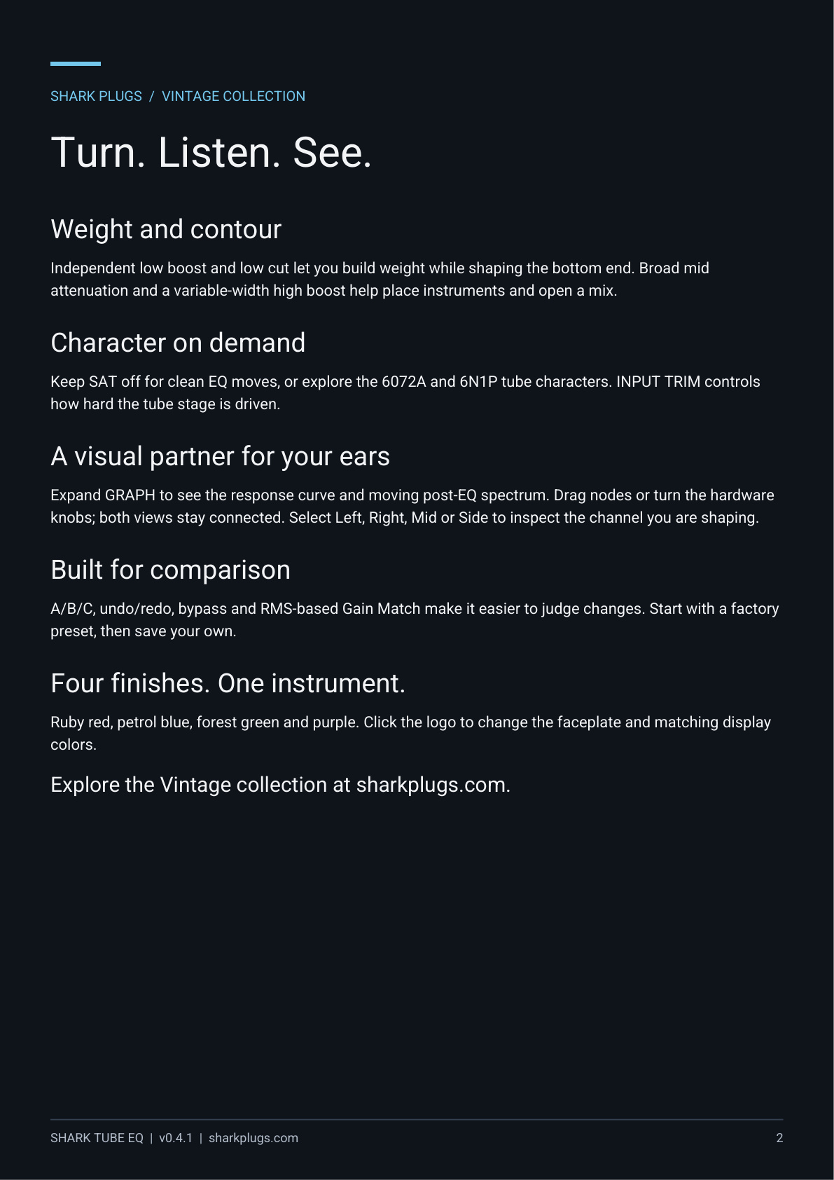 SHARK TUBE EQ brochure page 2 of 2