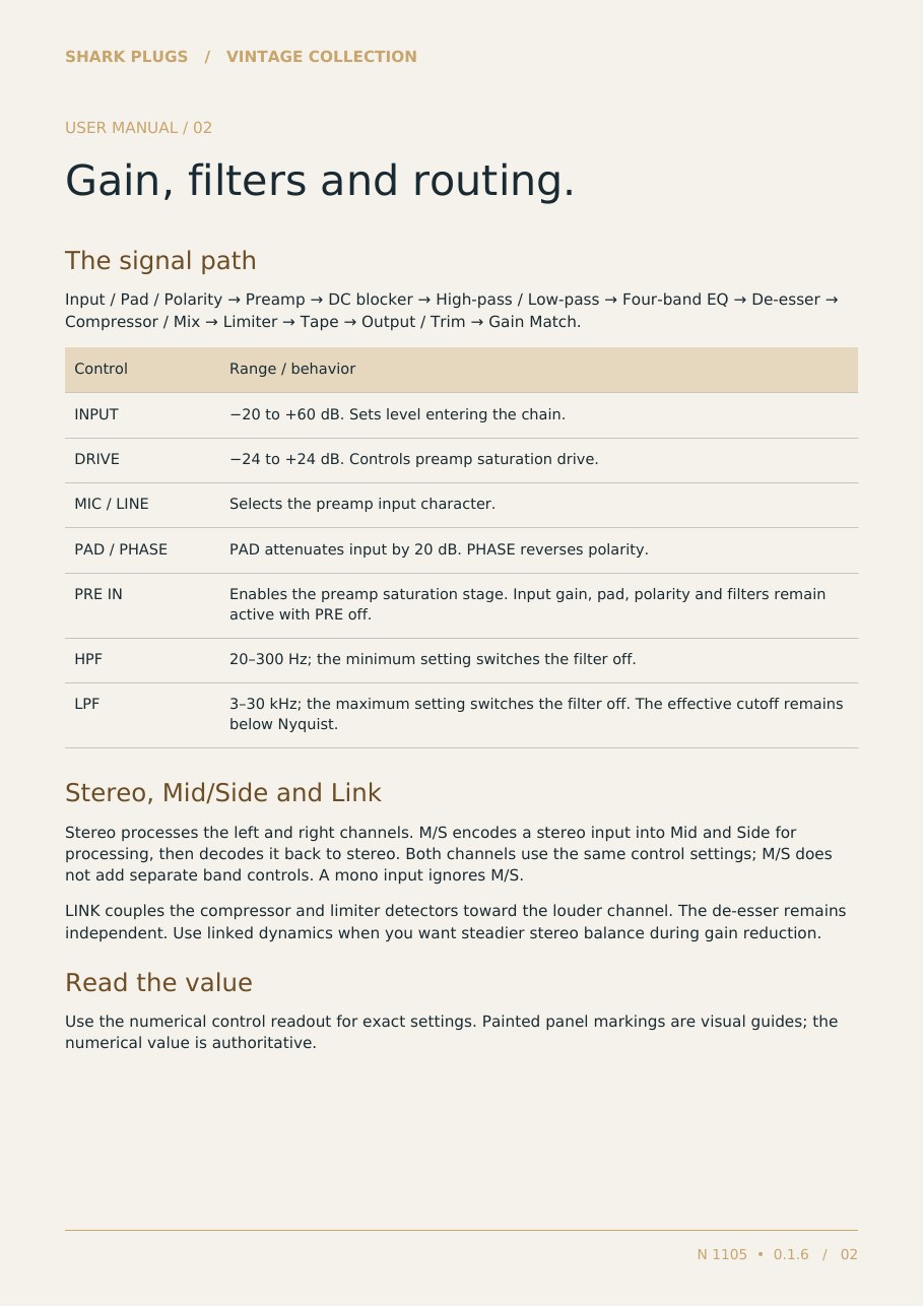 SHARK N 1105 user manual page 2 of 6
