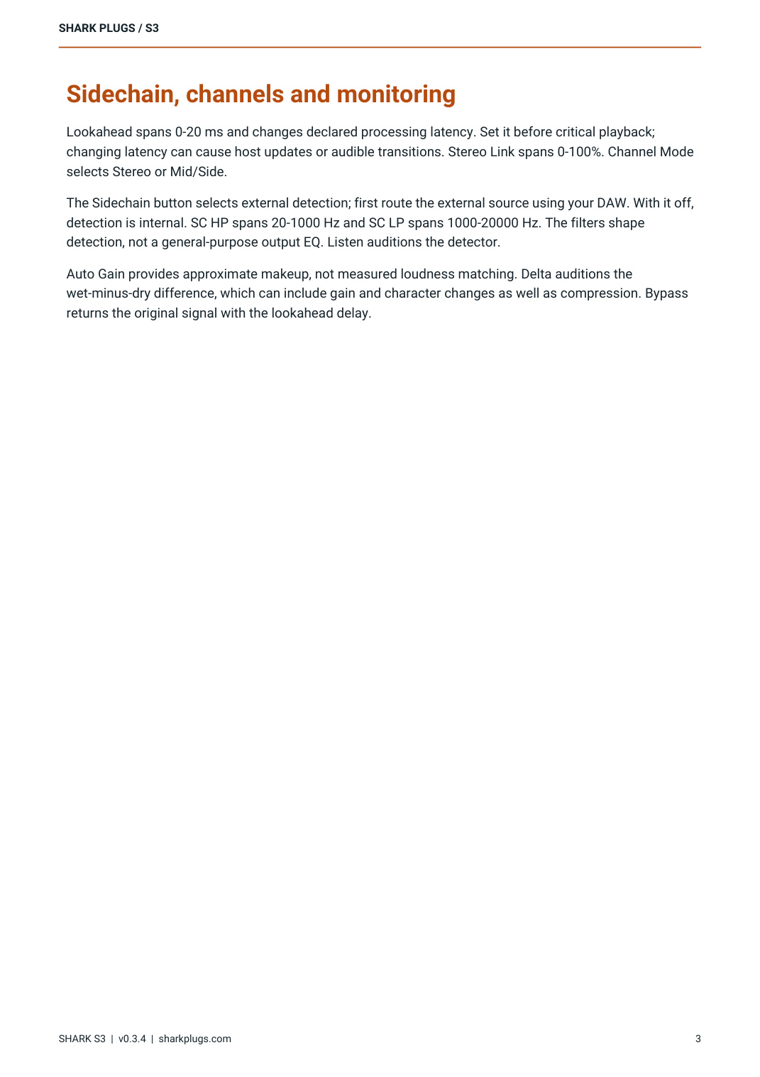 SHARK S3 user manual page 3 of 6