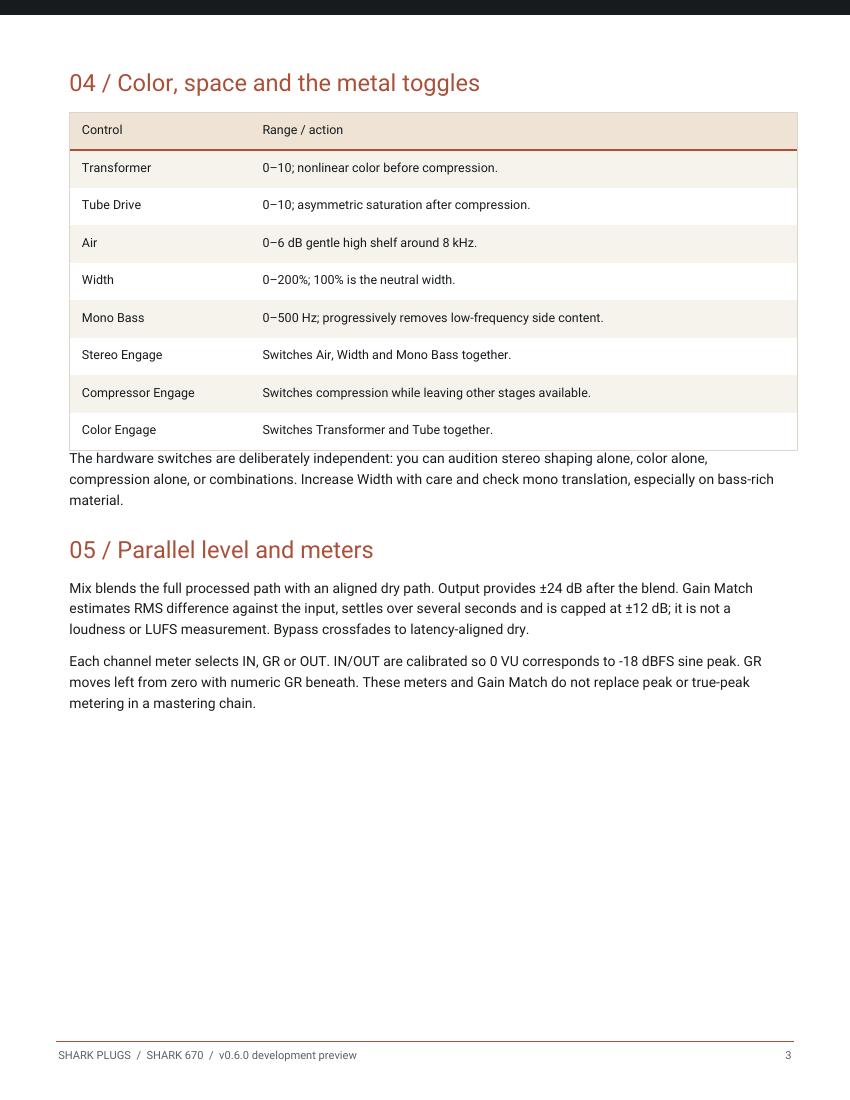 SHARK 670 user manual page 3 of 5
