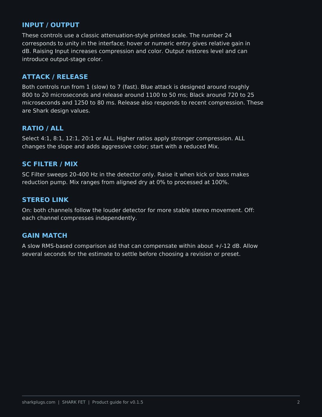 SHARK FET user manual page 2 of 4