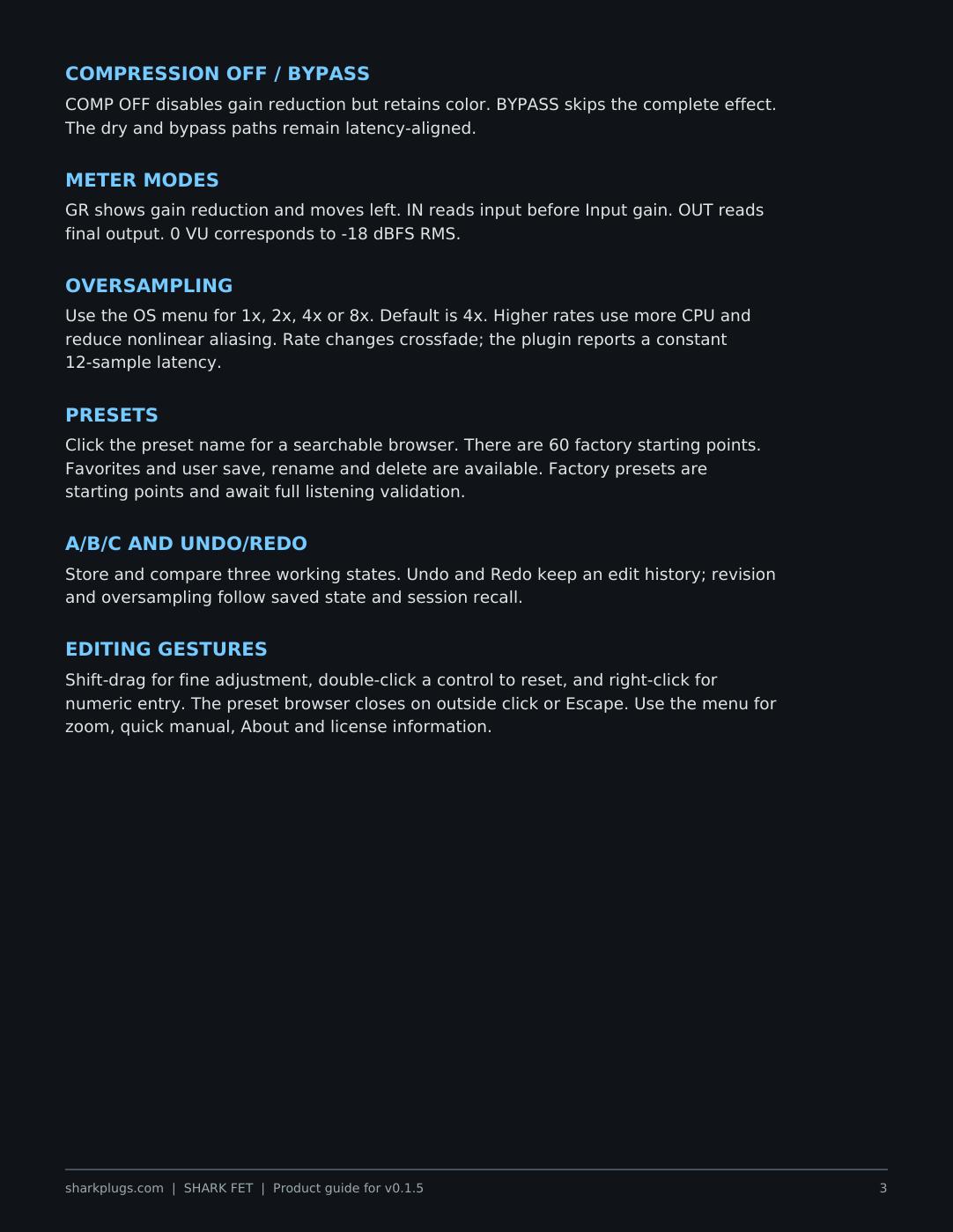 SHARK FET user manual page 3 of 4