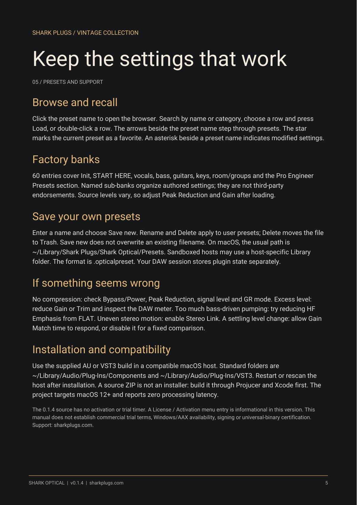 SHARK OPTICAL user manual page 5 of 5