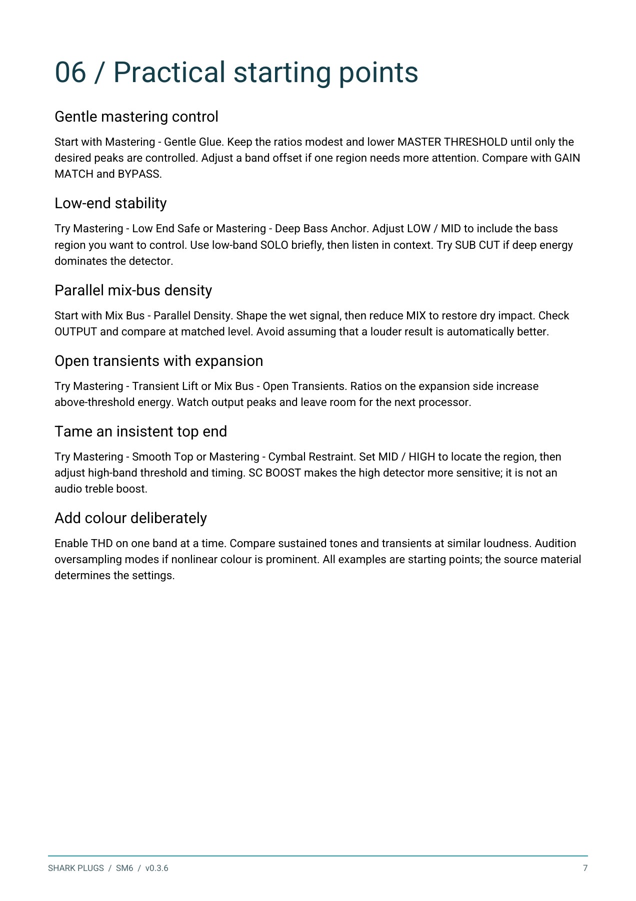 SHARK SM6 user manual page 7 of 8