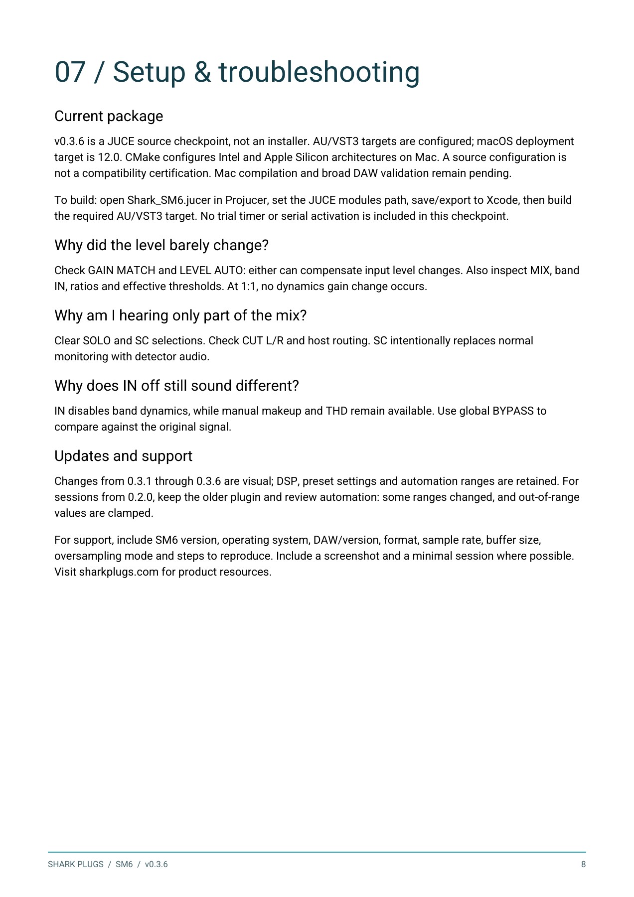 SHARK SM6 user manual page 8 of 8