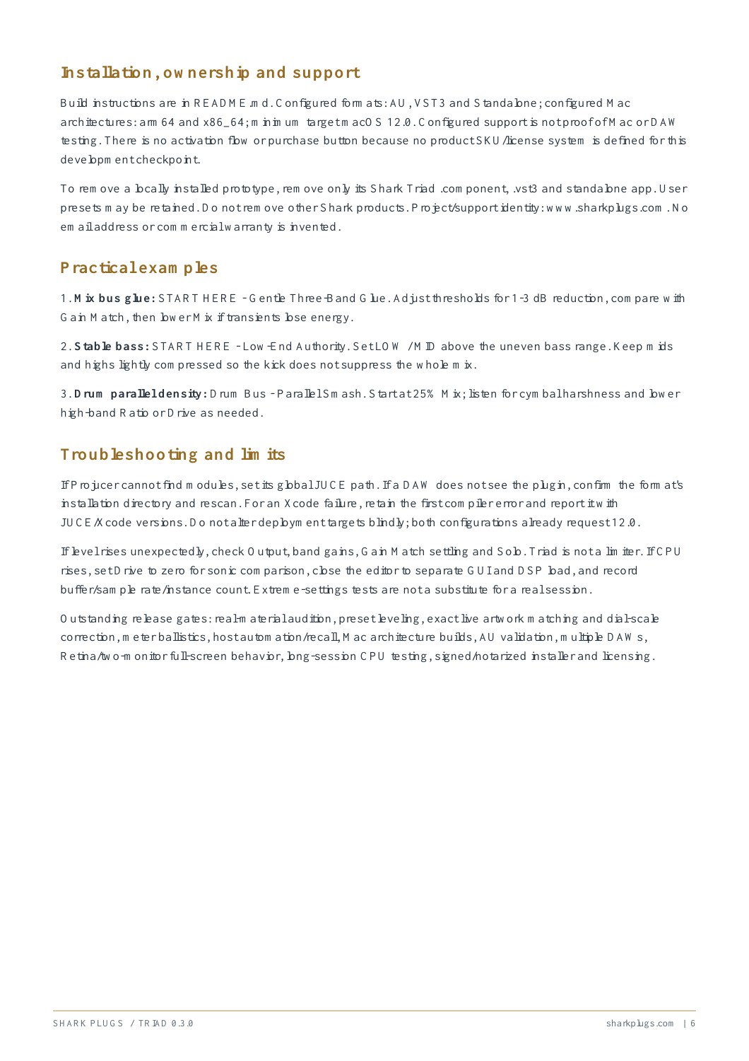 SHARK TRIAD user manual page 6 of 6