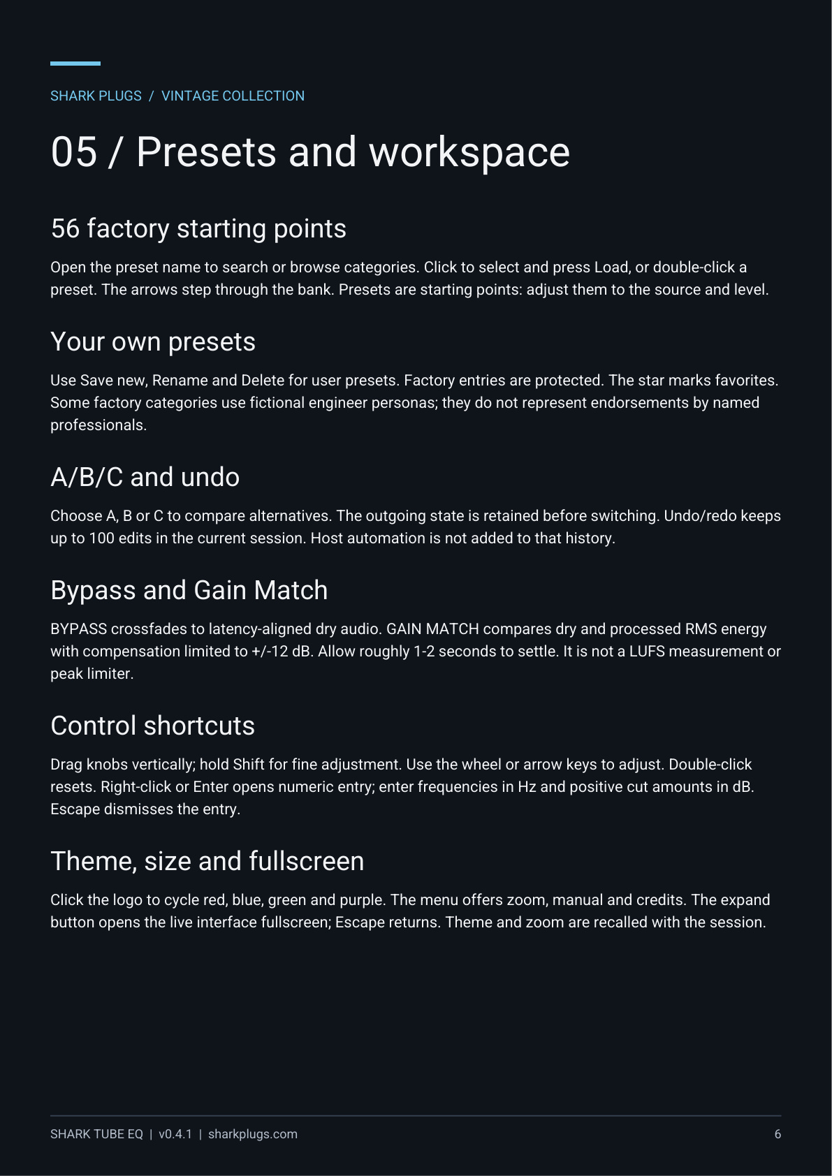SHARK TUBE EQ user manual page 6 of 7