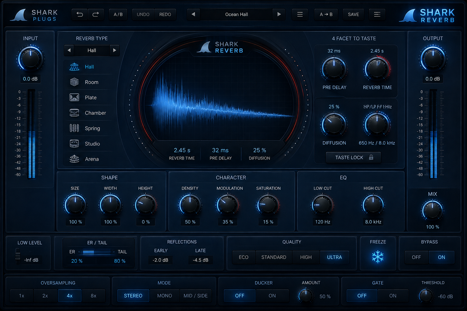 Shark Reverb interface